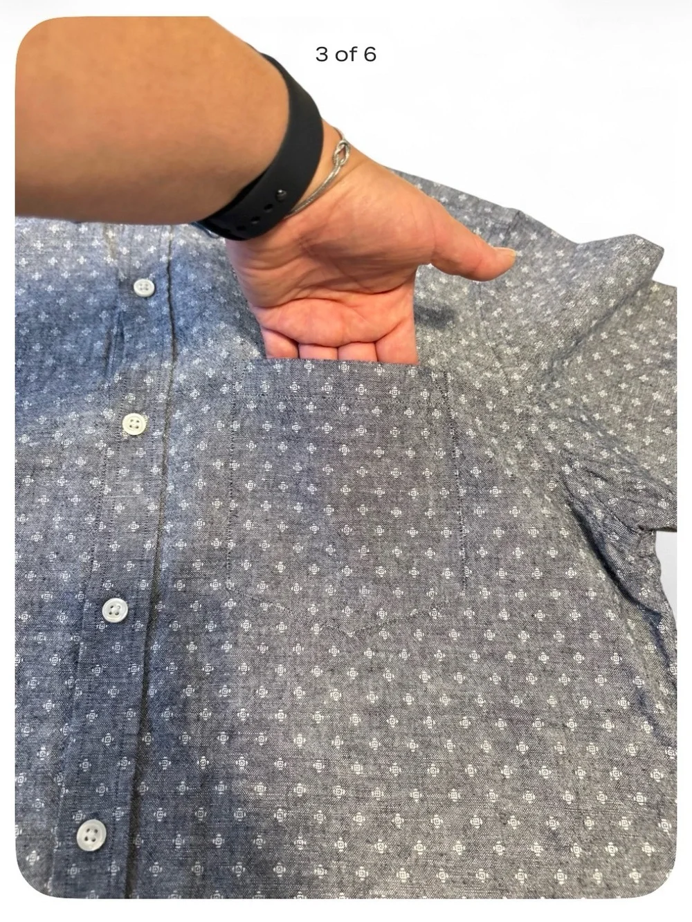 Banana Republic Linen Slim Fit Short-Sleeve Casual Button-Down Shirt - L in Blue